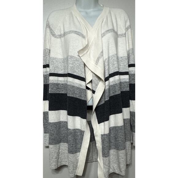 Loft Sweater Open Cardigan Women’s Size XS Draped Striped Wool Blend NEW - Picture 3 of 7